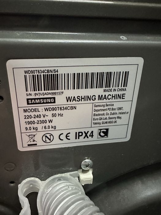 Пральна машинка + сушка Samsung WD90T634CBN