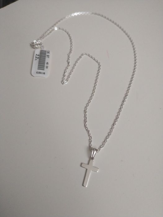 Łańcuszek + minimalistyczny krzyżyk srebro 925