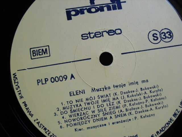 Eleni "Muzyka Twoje Imię Ma" - płyta winylowa