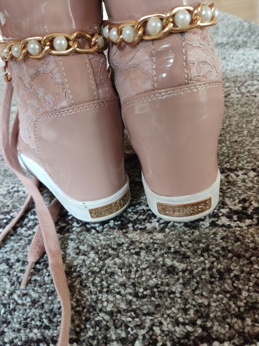 Guess sneakersy koturn 37 24cm 38 pudrowy róż