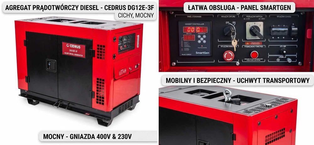 Wynajem agregatu prądotwórczego Cedrus 12DG (12 kW/10 kW)
