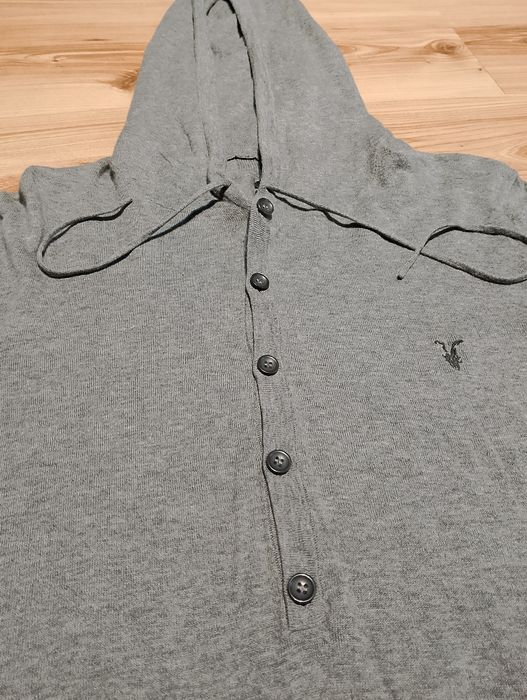 Szara Męska Rozpinana Bluza Z Kapturem All Saints Devise Button Hoody