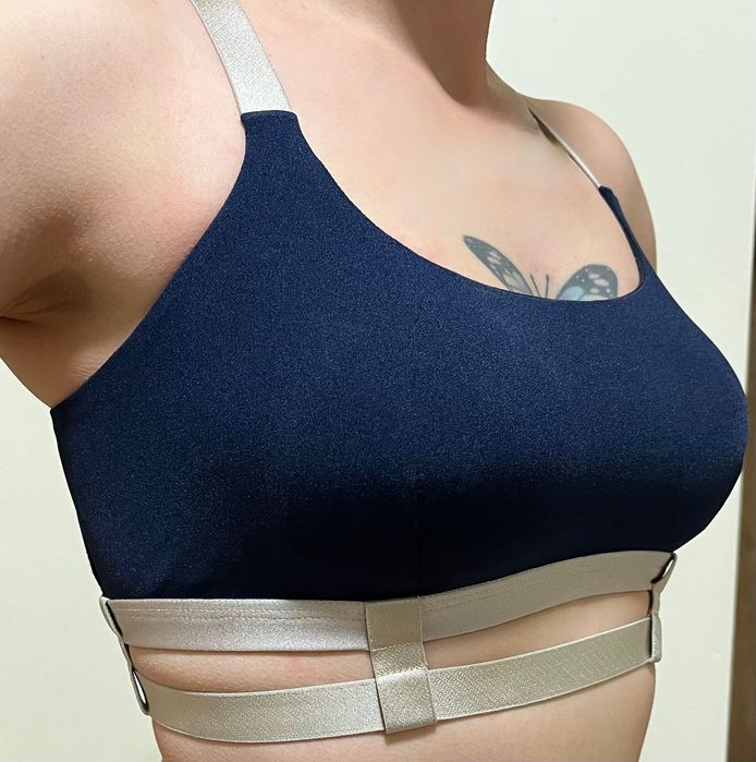 Granatowo-bezowy komplet/strój pole dance Bandurska Design, rozm. XS-M