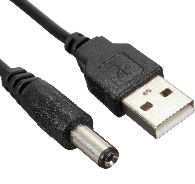 Cabo USB para Ficha DC 5.5 barrel Jack Redondo