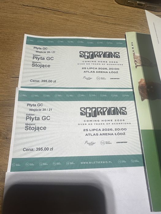 Bilety 2szt Scorpions Łódź