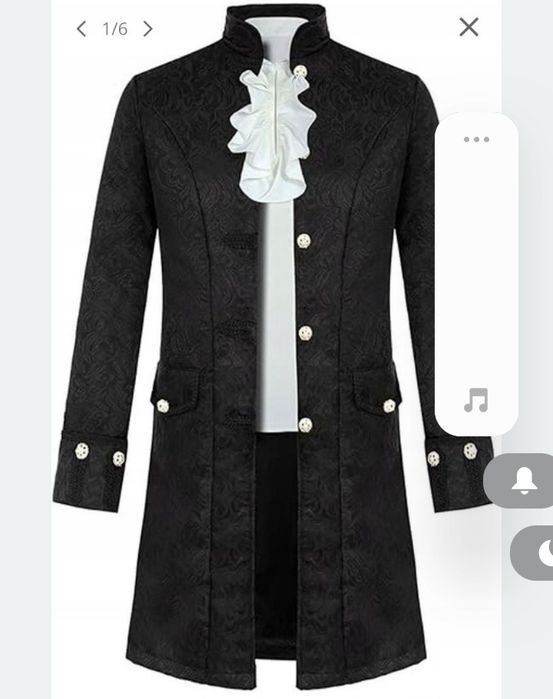 XL.Surdut płaszcz FOVER męska w stylu vintage steampunk z falbaną, śre