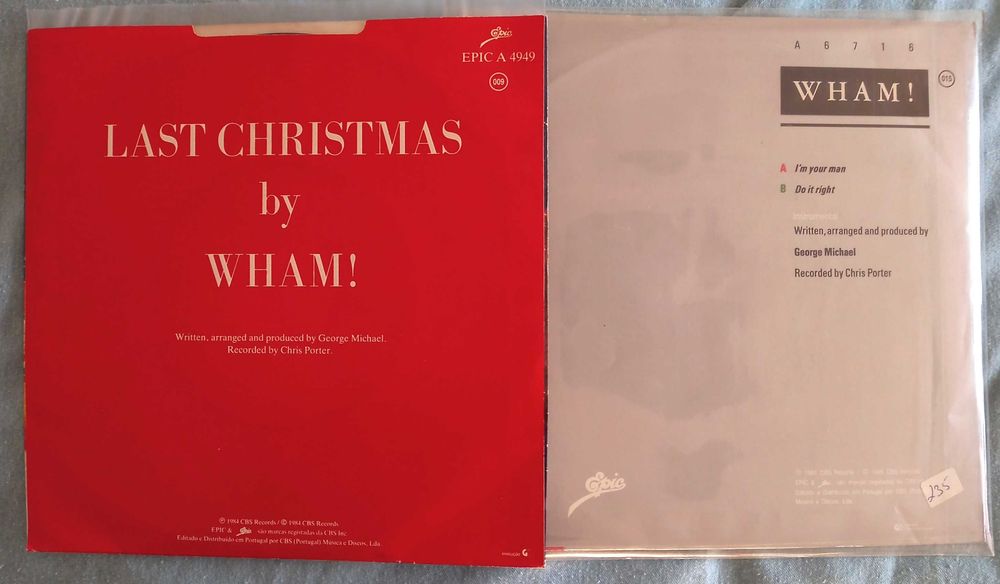 3 discos vinil Wham - LAST CHRISTMAS (George Michael) + I'm Your Man +
