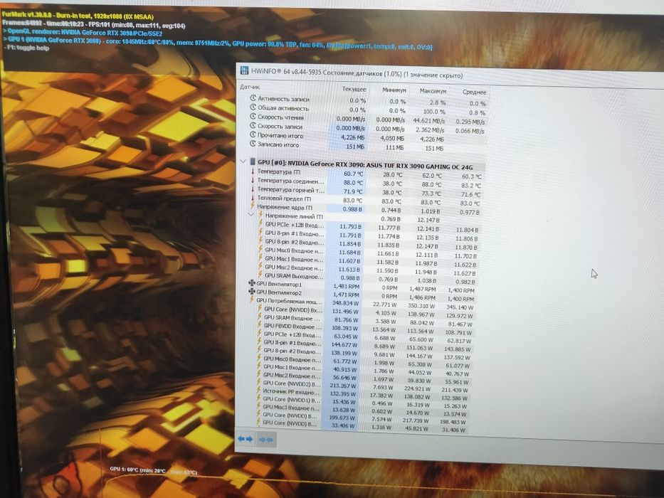 Видеокарта ASUS TUF OC  RTX 3090 24Gb Любые тесты Магазин CompiC