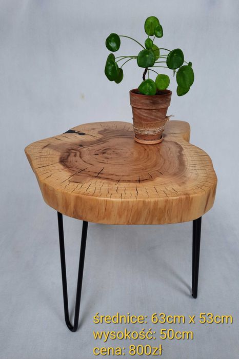 Stolik kawowy plaster drewna wiąz loft industrial od ręki