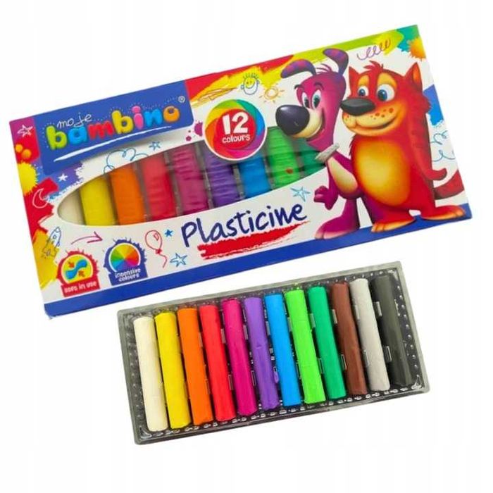 Plastelina 12 kolorów plastelina szkolna plastelina bambino
