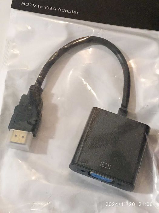 Переходник Конвертер HDMI to VGA 1080p c аудио для ПК Т2 смарт пристав