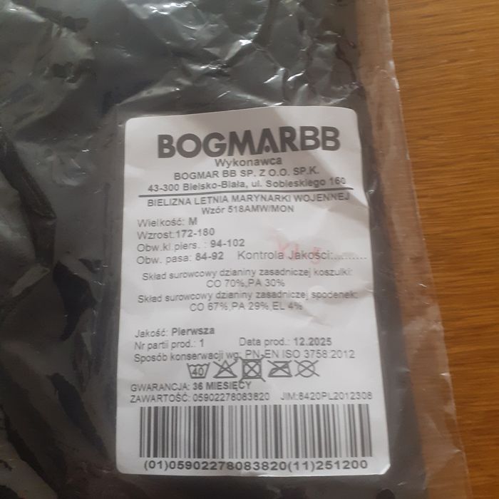 Bielizna letnia Marynarki Wojennej  wzór 518AMW/MON