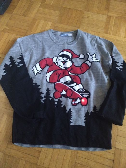 Sweter z Mikołajem 158/164 świecące kółka