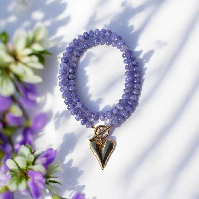 Naszyjnik z naturalnego kamienia Tanzanitowy Jade.