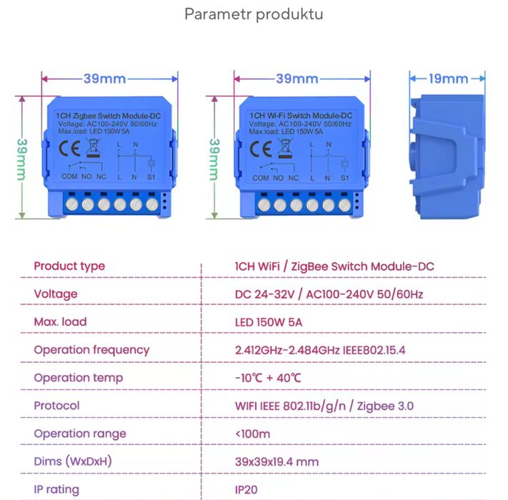 Zigbee 3.0 moduł przełącznika styków suchych Avatto