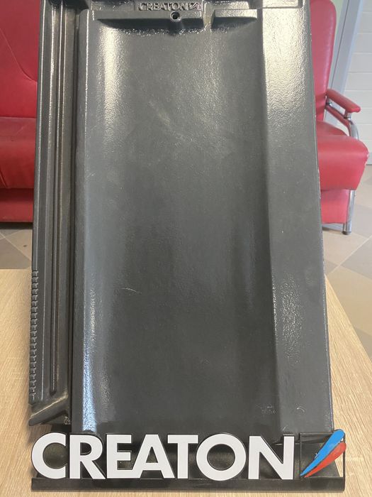 Ceramiczna zakładkowa płaska dachówka koda grafit łupek czarna glazura