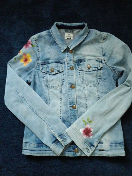 Kurtka jeansowa ręcznie malowana