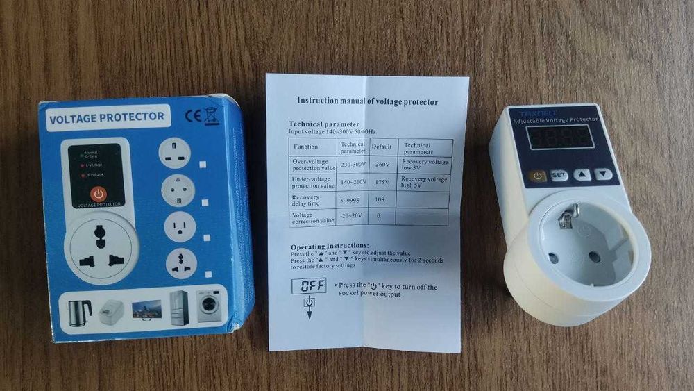 Реле напруги відсікач регульовані в розетку TAXNELE, TOMZN і ETEK НОВІ