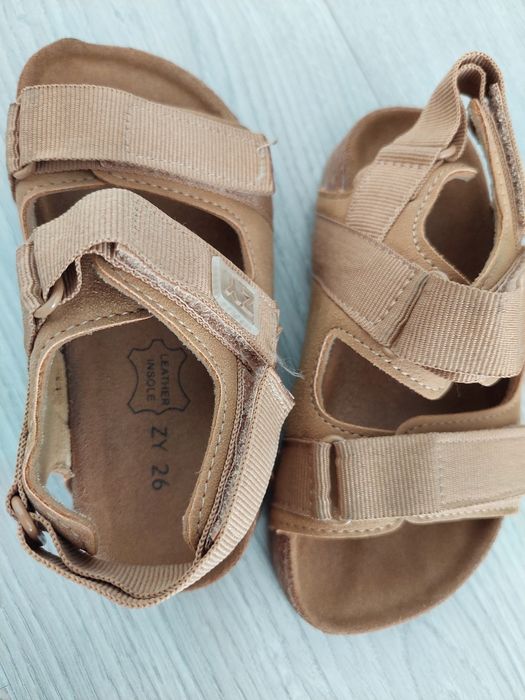 Sandálias de pele para bebé menino, Camel, 26
