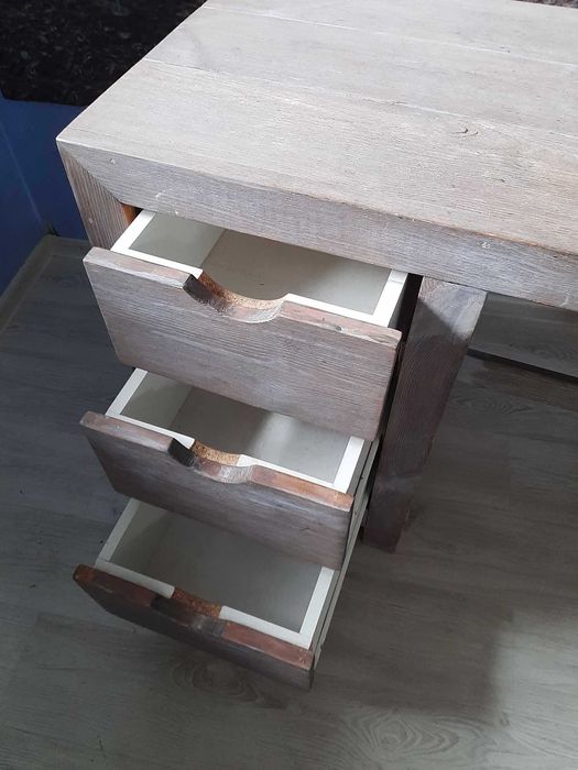 Drewniane solidne biurko, duże drewniane biurko  170x80x55