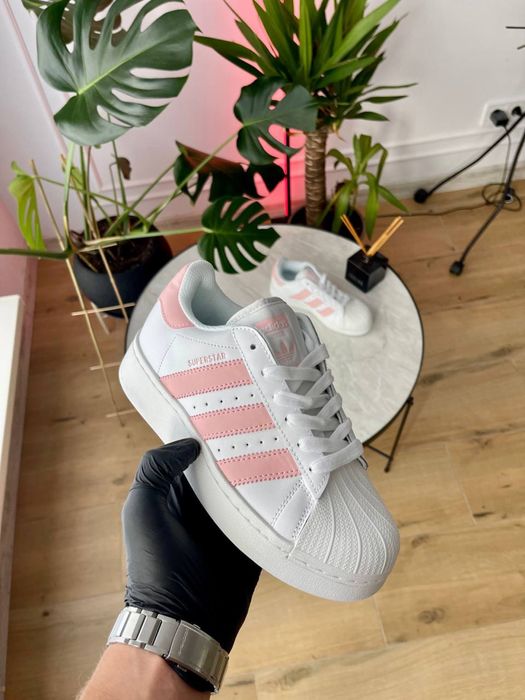 Adidas Superstar XLG Pink White, Адідас Суперстар біло рожеві