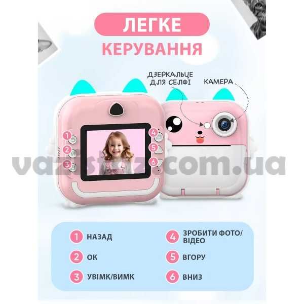 Детский фотоаппарат с мгновенной печатью Q5 - запись видео музыка игры