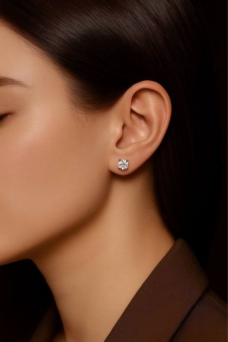 Сережки пусети з діамантами 1.40ct  Біле золото