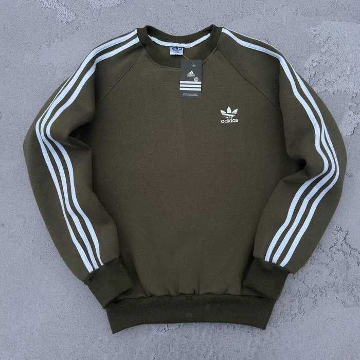 Толстовка зимняя мужская Adidas теплая кофта свитшот на флисе адидас