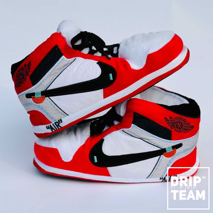 Kapcie Pluszowe Nike Jordan Off White Czerwone - r. 35-45