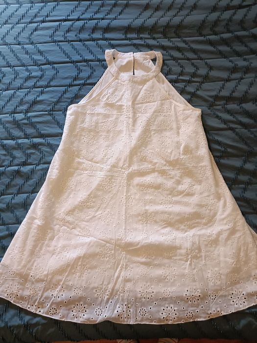Vestido branco, novo, bordado inglês