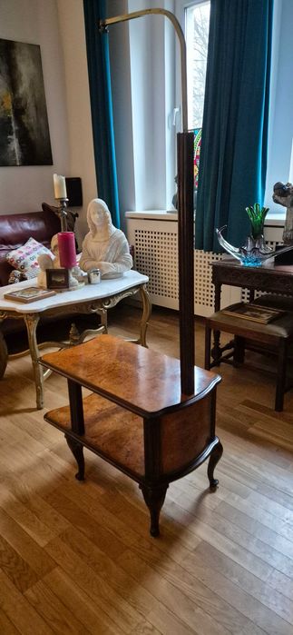 Zabytkowa lampa podłogowa stolik etażerka art deco Ludwik XVI antyk