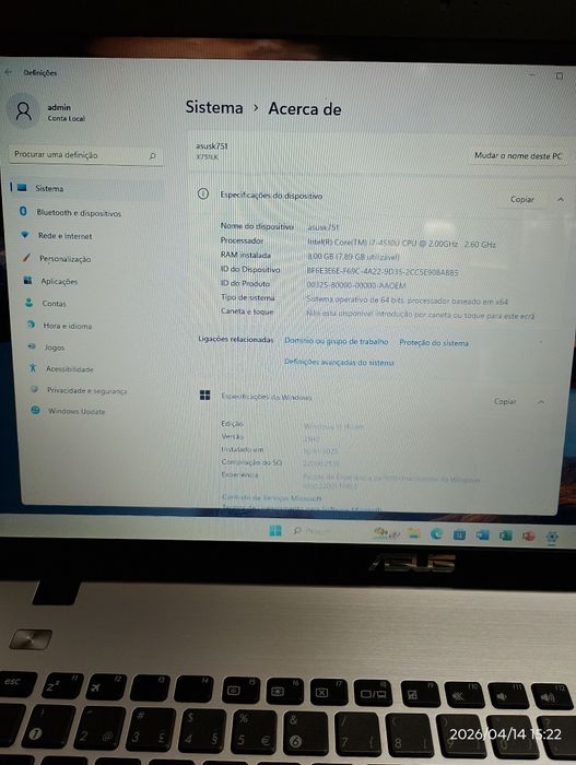 Pc portátil ASUS K751L 17" i7 usado bom estado