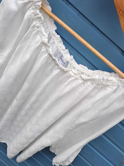 Bluzka carmen Greenpoint biała roślinny wzór boho 42 L XL wiskoza