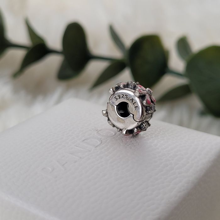 Pandora charms kwiatowy bratki klips flower clip różowy pink ALE