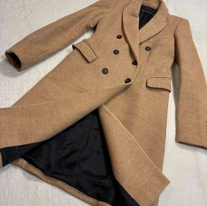 Zara xs wełna płaszcz