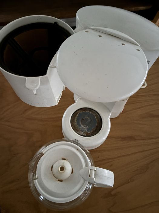 Máquina Café de saco e cafeteira de vidrro
