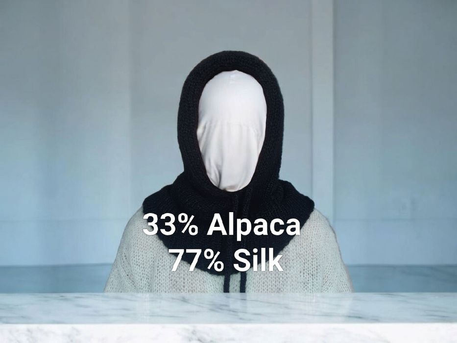 77% Alpaka 23% jedwab Hand made Kominiarka Balaklawa Komin z kapturem