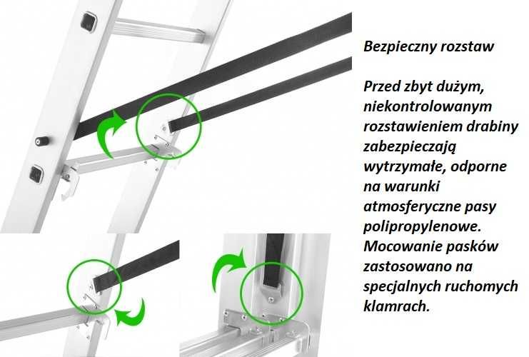 Drabina 3x12 HEco PROFESSIONAL o zasięgu roboczym max. 8,8 m NIEZBĘDNA