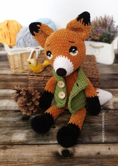 Lis szydełkowa przytulanka maskotka lisek na szydełku rękodzieło
