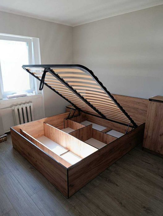 Нова Двоспальне ліжко 160 + підйомний механізм дуб крафт білий