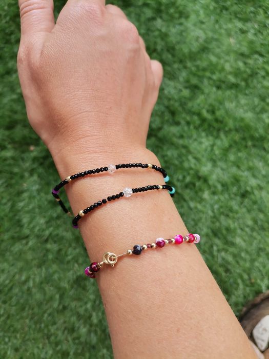 Naszyjnik choker kamienie kryształ amazonit jadeit srebro
