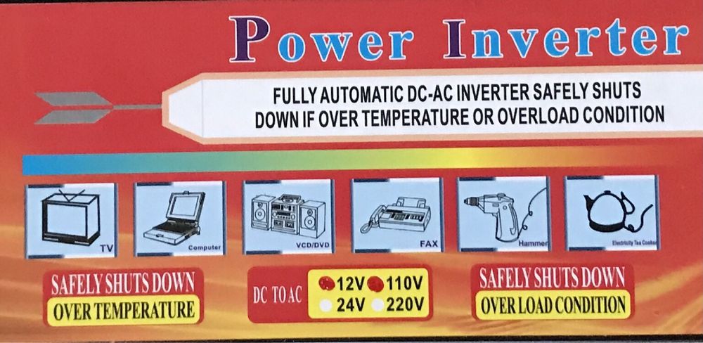 1000 Ватт, вход:12В выход:110В для компьютера, телевизора.