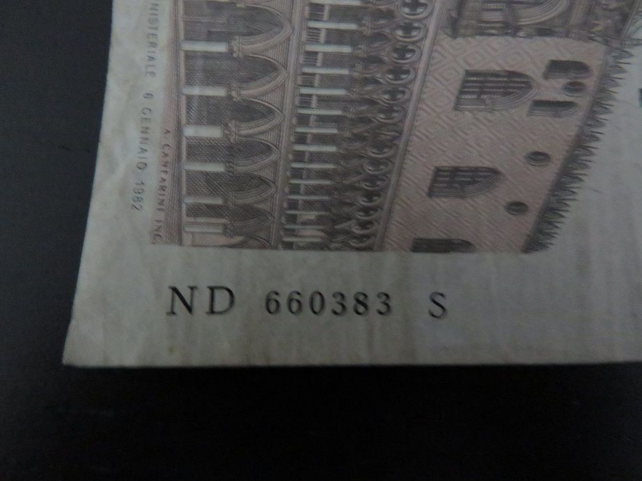 Nota de 1000 lire italiana Antiga