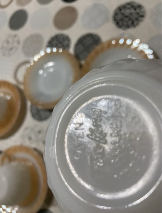 Conjunto de 6 chávenas com 6 pires Fire-King Peach Lustre Laurel