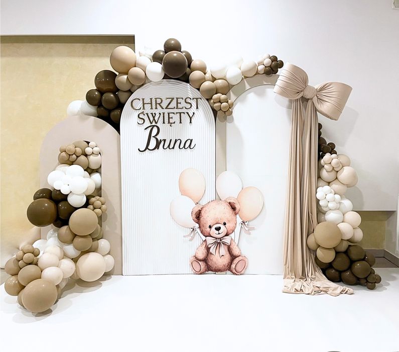 Ścianka zdjęciowa balonowa chrzest roczek urodziny event firmowy