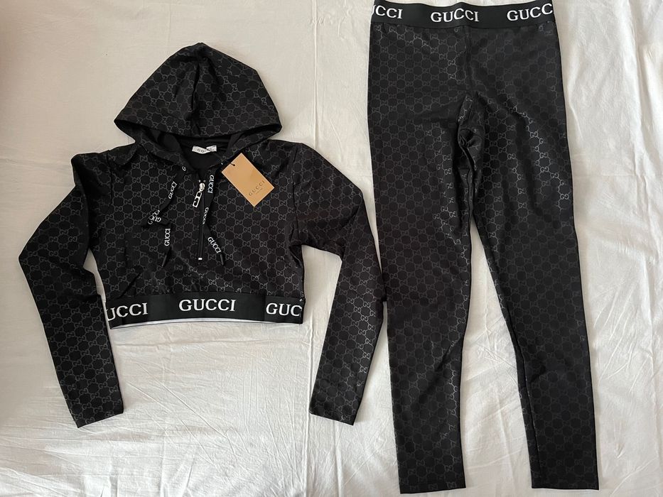 NOWY damski strój na siłownię Gucci do biegania GG legginsy bluzka XXL