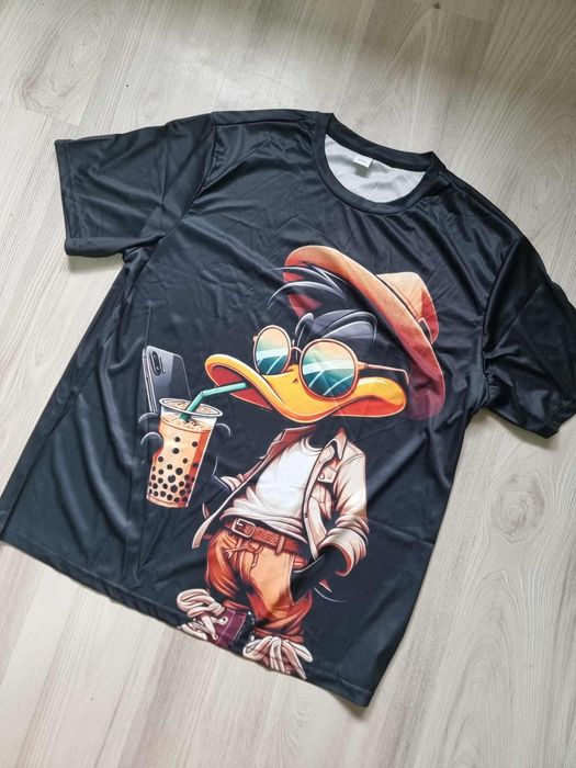 Męski t-shirt z kaczorem picie kaczor wakacje odpoczynek
