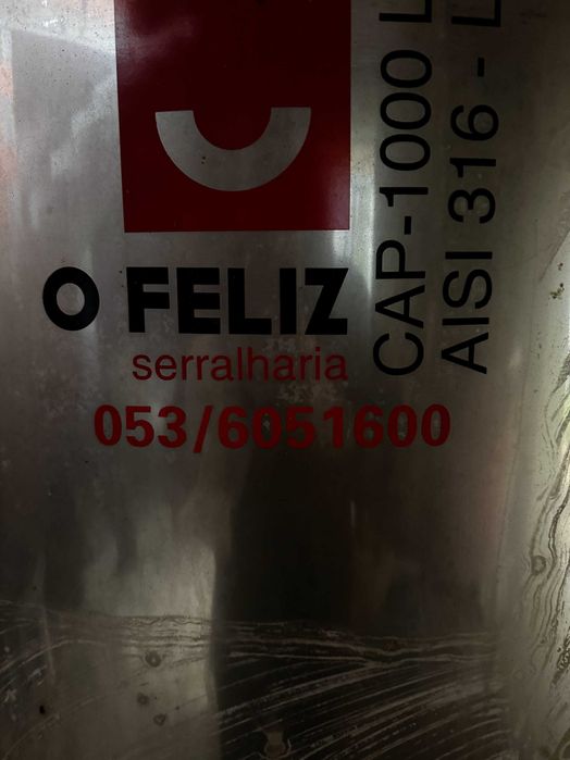 Cuba 1000L Aço Inoxidável - Marca OFeliz