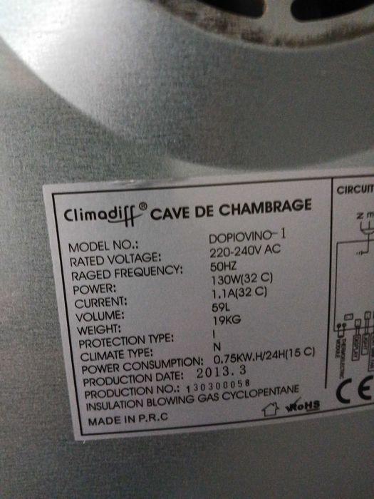 Chlodziarka do wina Climodiff 59l.