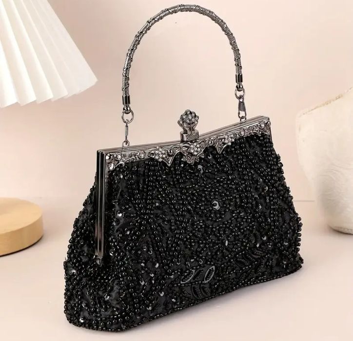 Zjawiskowa torebka wieczorowa wizytowa vintage skub wesele sylwester